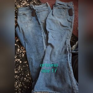Arizona Jean Company Wide Leg Jeans in Blue Denim 3 Pairs Bundle